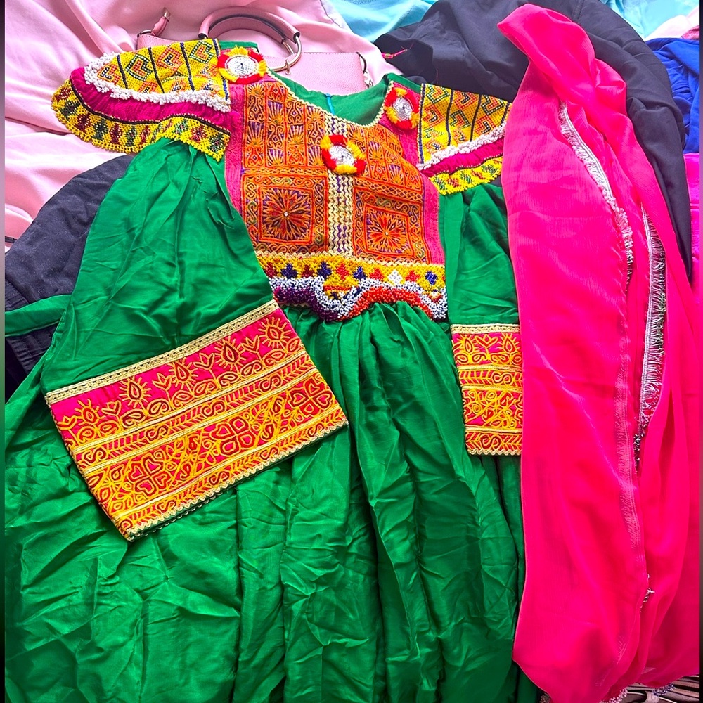 Long Afghani dress with scarf!